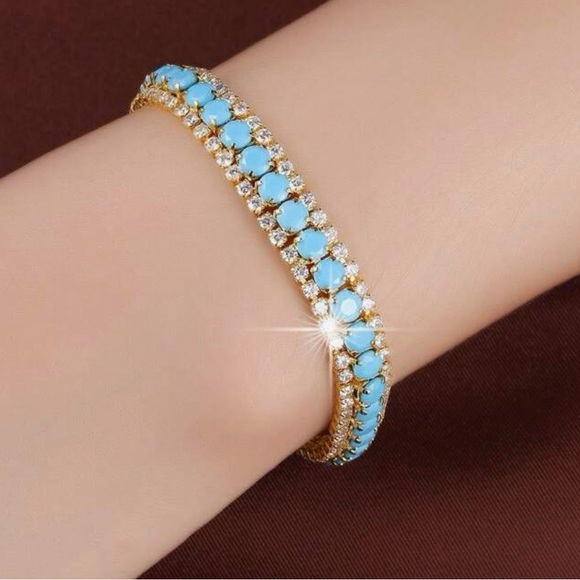 Light Blue Swarovski Elements Tennis Bracelet - Picture 2 of 4